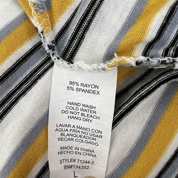 Ambiance Women’s Retro Yellow Striped Long Cardigan Lightweight Size Large - Picture 11 of 11